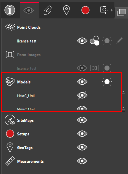 TV Model Visibility Settings